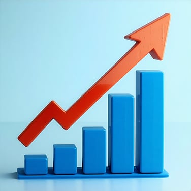 show a value increase chart with an arrow rocketing up indicating added value and wealth