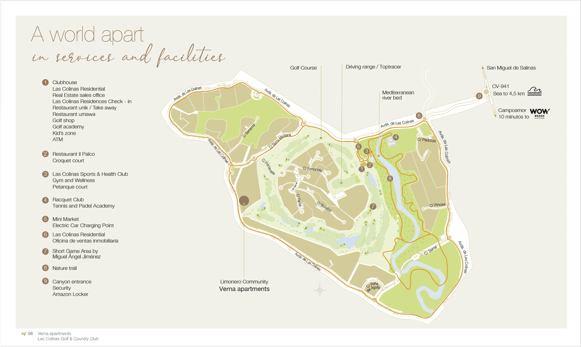 Map of Las Colinas Golf & Country Club showing the clubhouse, restaurants, Sports & Health Club, courts and nature trails Map of Las Colinas Golf & Country Club showing the clubhouse, restaurants, Sports & Health Club, courts and nature trails